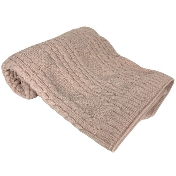 Nordstrom Cable Knit Baby Blanket Pastel Pink Soft Chenille Lovey Nursery - Picture 1 of 6